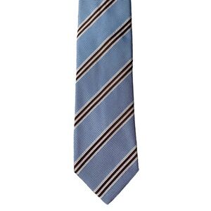 Vakko tie light blue with brown and silver stripes 80% silk men's